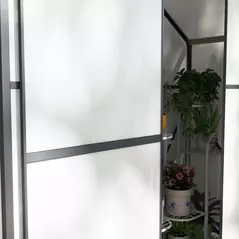 Outsunny 6 x 2.5ft Polycarbonate Greenhouse Walk-In Green House with Rain Gutter, Sliding Door, Window, Foundation, Dark Grey - 9