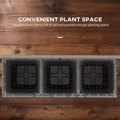 Outsunny 33L Garden PE Rattan Planter with Trellis, Free Standing Flower Raised Bed for Garden, Garden Planter for Climbing Plants, 84cm x 30cm x 107cm, Light Grey - 5