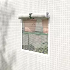 Outsunny Walk-in Greenhouse with 3 Tier 12 Shelves, Small Greenhouse with Reinforced PE Cover, Garden Plant Growhouse with Roll-up Door and Three Mesh Windows, 140 x 213 x 190 cm, White - 8