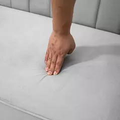 HOMCOM Modern Convertible Sofa Futon Velvet-Touch Tufted Couch Compact Loveseat with Adjustable Split Back, Light Grey - 8