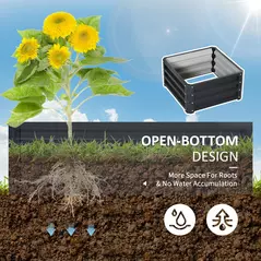 Outsunny Set of Two 60 x 60cm Steel Planter Boxes - Grey - 5