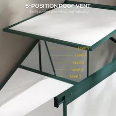 Outsunny 6 x 2.5ft Polycarbonate Greenhouse Walk-In Green House with Rain Gutter, Sliding Door, Window, Foundation, Green - 7