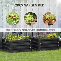 Outsunny Set of Two 60 x 60cm Steel Planter Boxes - Grey - 3