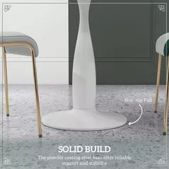 HOMCOM Small 2-Person Dining Table, Elegant Design Table with Steel Base and Non-slip Foot Pad, White and Grey - 5