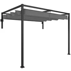 Outsunny 2 x 3(m) Lean To Steel Pergola, with Moving Fabric Canopy - Dark Grey - 1