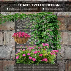 Outsunny 22 L Rattan Planter with Trellis, Freestanding Raised Beds for Garden with Two Plant Boxes, Outdoor Planter for Climbing Plants, Flowers, 57 x 30 x 107 cm, Mixed Grey - 6