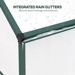 Outsunny 6 x 2.5ft Polycarbonate Greenhouse Walk-In Green House with Rain Gutter, Sliding Door, Window, Foundation, Green - 8