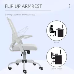Vinsetto Mesh Office Chair, Computer Desk Chair with Flip-up Armrests, Lumbar Back Support and Swivel Wheels, White - 7
