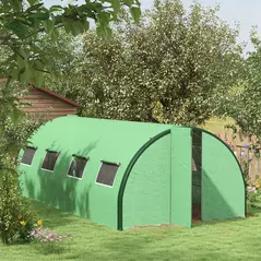 Outsunny Polyethylene Upgraded Structure Walk-in Polytunnel Greenhouse, 6 x 3 m, Green - 2