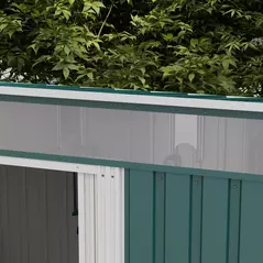 Outsunny 6.5 x 4FT Galvanised Metal Shed with Foundation Kit, Lockable Tool Garden Shed with Double Sliding Doors, Vents, Green - 7