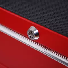 HOMCOM 5 Drawer Tool Box on Wheels, Lockable Steel Tool Cabinet with Side Handle, Red - 9