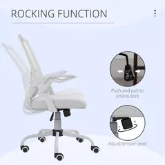 Vinsetto Mesh Office Chair, Computer Desk Chair with Flip-up Armrests, Lumbar Back Support and Swivel Wheels, White - 5
