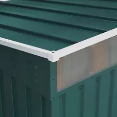 Outsunny 6.5 x 4FT Galvanised Metal Shed with Foundation Kit, Lockable Tool Garden Shed with Double Sliding Doors, Vents, Green - 8