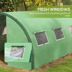 Outsunny Polyethylene Upgraded Structure Walk-in Polytunnel Greenhouse, 6 x 3 m, Green - 7