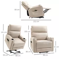 HOMCOM Electric Riser and Recliner Chair, with Massage and Heat - Beige - 3
