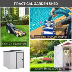 Outsunny 7 x 5ft Galvanised Metal Shed, with Sliding Door, two hooks and adjustable shelves - White - 4