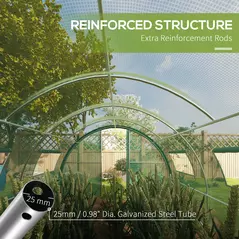 Outsunny Polyethylene Upgraded Structure Walk-in Polytunnel Greenhouse, 6 x 3 m, Green - 5