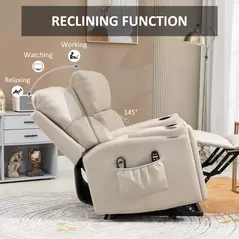HOMCOM Electric Riser and Recliner Chair, with Massage and Heat - Beige - 6