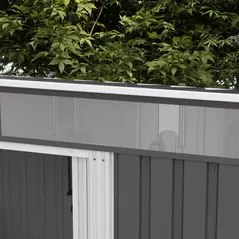 Outsunny 6.5 x 4FT Galvanised Metal Shed with Foundation Kit, Lockable Tool Garden Shed with Double Sliding Doors, Vents, Grey - 8