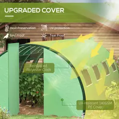 Outsunny Polyethylene Upgraded Structure Walk-in Polytunnel Greenhouse, 6 x 3 m, Green - 4
