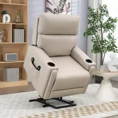 HOMCOM Electric Riser and Recliner Chair, with Massage and Heat - Beige - 2