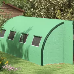 Outsunny Polyethylene Upgraded Structure Walk-in Polytunnel Greenhouse, 6 x 3 m, Green - 9