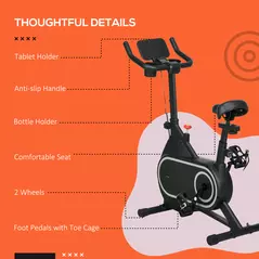SPORTNOW Magnetic Indoor Cycling Bike, Exercise Bike with Silent Flywheel, LCD Display, Tablet Holder, Comfortable Seat - 8