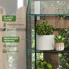 Outsunny 46 x 143cm Three-Shelf Mini Greenhouse - Clear - 4