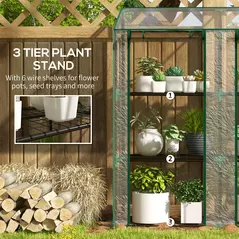 Outsunny 46 x 143cm Three-Shelf Mini Greenhouse - Clear - 5