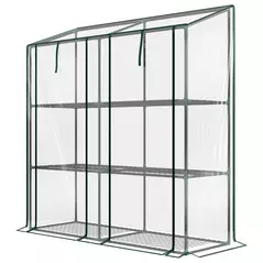 Outsunny 46 x 143cm Three-Shelf Mini Greenhouse - Clear - 1