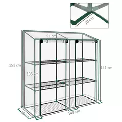 Outsunny 46 x 143cm Three-Shelf Mini Greenhouse - Clear - 3