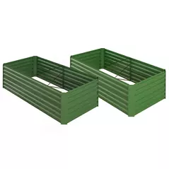Outsunny Set of 2 Raised Beds for Garden, Galvanised Steel Outdoor Planters with Multi-reinforced Rods for Vegetables, Plants, Flowers and Herbs, 180 x 90 x 59 cm, Green - 1
