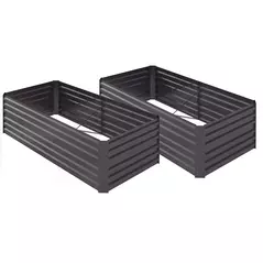 Outsunny Set of 2 Raised Beds for Garden, Galvanised Steel Outdoor Planters with Multi-reinforced Rods for Vegetables, Plants, Flowers and Herbs, 180 x 90 x 59 cm, Dark Grey - 1