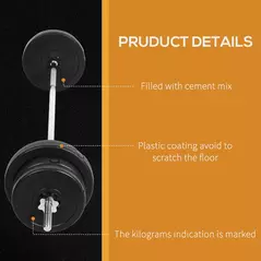 HOMCOM Dumbbell and Barbell Set with 65kg Adjustable Barbell Weights Set, for Home Gym - Black - 7