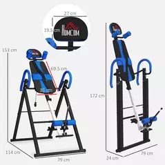 HOMCOM Gravity Inversion Table with Safety Belt Adjustable Hand Stand for Muscle Pain Relief, Blue - 3