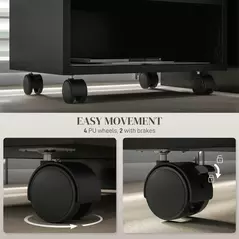 HOMCOM Three-Compartment Printer Cabinet, with Wheels - Black - 5