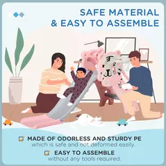 AIYAPLAY 3 in 1 Baby Slide for Indoor Use with Climber, Basketball Hoop, Basketball, for Ages 18-36 Months - Pink - 7