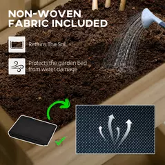 Outsunny Set of 2 Wall-mounted Wooden Garden Planters with Trellis, Drainage Holes and Movable Planter Boxes, Wall Raised Garden Bed for Patio, Carbonised - 6