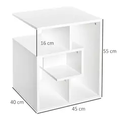 HOMCOM Side Table, 3 Tier End Table with Open Storage Shelves for Living Room, Bedroom, Set of 2, White - 3