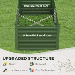 Outsunny Set of 2 Raised Beds for Garden, Galvanised Steel Outdoor Planters with Multi-reinforced Rods for Vegetables, Plants, Flowers and Herbs, 180 x 90 x 59 cm, Green - 5