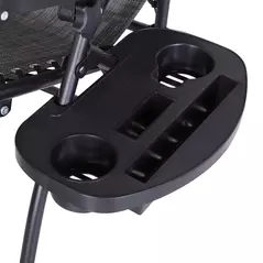 Outsunny 2 Piece Foldable Reclining Garden Chair with Headrest, Zero Gravity Deck Sun Lounger Seat Chair with Footrest, Armrest, Cup Holder & Canopy Shade, Grey - 8