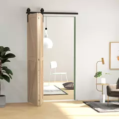 HOMCOM 4FT/122CM Bi-Folding Sliding Barn Door Hardware Track Kit, Heavy Duty Sliding Door Kit for 2 Doors with J Shape Hanger - 8