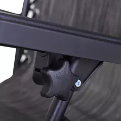 Outsunny 2 Piece Foldable Reclining Garden Chair with Headrest, Zero Gravity Deck Sun Lounger Seat Chair with Footrest, Armrest, Cup Holder & Canopy Shade, Grey - 9