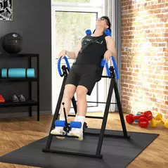 HOMCOM Gravity Inversion Table with Safety Belt Adjustable Hand Stand for Muscle Pain Relief, Blue - 2