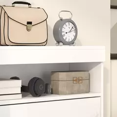 HOMCOM 16 Shoe Pair Storage Cabinet, with Flip Doors - High Gloss White - 9