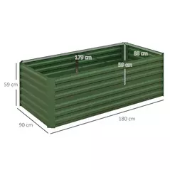 Outsunny Set of 2 Raised Beds for Garden, Galvanised Steel Outdoor Planters with Multi-reinforced Rods for Vegetables, Plants, Flowers and Herbs, 180 x 90 x 59 cm, Green - 3