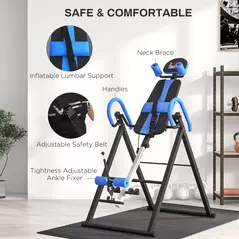 HOMCOM Gravity Inversion Table with Safety Belt Adjustable Hand Stand for Muscle Pain Relief, Blue - 4