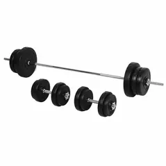 HOMCOM Dumbbell and Barbell Set with 65kg Adjustable Barbell Weights Set, for Home Gym - Black - 1