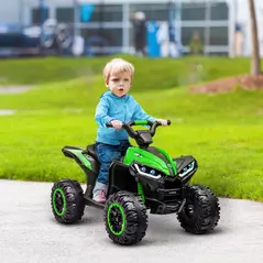 HOMCOM 12V Ride-On Quad Bike w/ Music, Horn, for Ages 3-5 Years - Green - 2