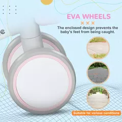 AIYAPLAY Kids Balance Bike for 1-3 Years Old with Adjustable Seat, Silent Wheels, Pink - 6